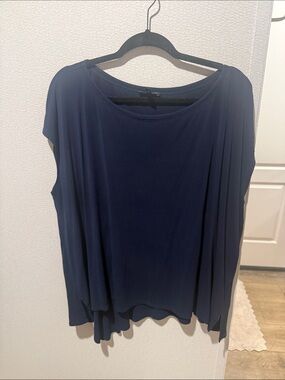 Eileen Fisher Silk Georgette Crepe Shirred-Back Top

- Navy